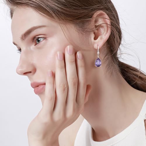 S925 Sterling Silver Teardrop Leverback Dangle Earrings for Women Hypoallergenic, 10×14mm Pear Cubic Zircon Drop Earrings Trendy Jewelry for Sensitive Ears4