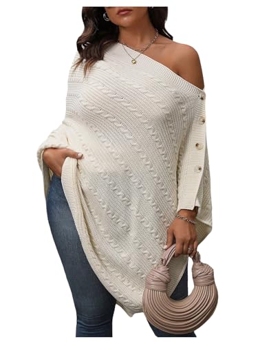 MakeMeChic Women's Plus Size Cable Knit Poncho...