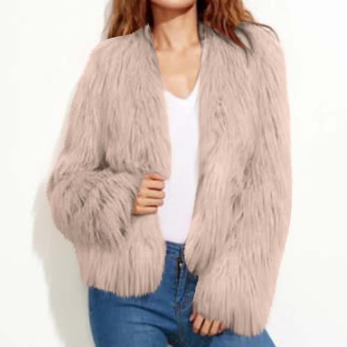 XUNRYAN Girls Fuzzy Faux-Fur Coat Winter Jackets Warm Thick Parka Anorak Slim Fit Open Front Cardigan Outerwear Overcoat4