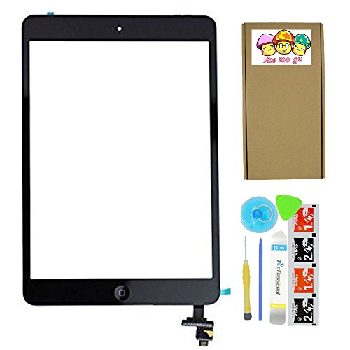 XIAO MO GU Black Replacement Screen Touch Screen Digitizer For iPad Mini1 &2 With IC Chip Home Button and Flex Cable Assembly+Tool kit