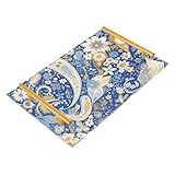 Bandejas decorativas de cama con asas de color azul y blanco, diseño de flores vintage de cachemira, anacardos, bandejas de plástico para servir joyas, perfumes, bandeja de servicio de habitación para