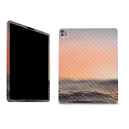 Image of MightySkins Carbon Fiber Skin Compatible with Apple iPad Pro 12.9 inch M2 6th Gen (2022) Full Wrap Kit - Sunset Sea | Protective, Durable Textured Carbon Fiber Finish | Easy to Apply | Made in The USA