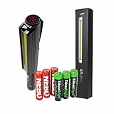Nebo 6373 LiL Larry 250 lumen Flashlight COB LED Magnetic Worklight, Black with 3 X EdisonBright AAA Alkaline batteries bundle