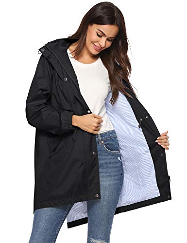 Avoogue Women's Black Large Waterproof Windbreaker Rain Coat - Image 3