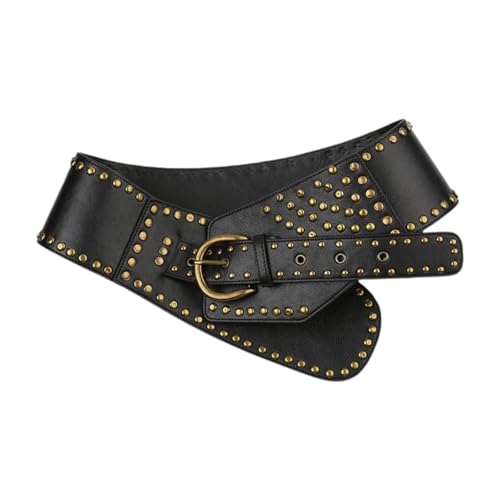 Women Wide Belt Decorative PU Leather Gothic Belt for Ladies Fashion Dress Belt