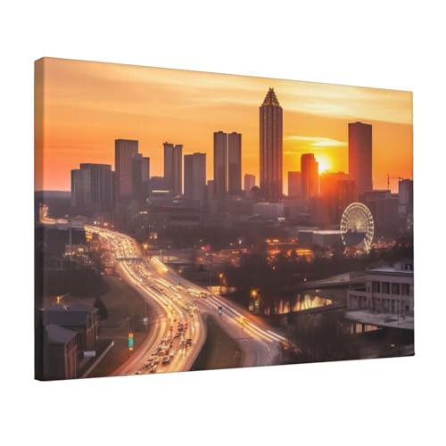 Toile murale colorée YoupO ravivez un mur terne avec le coucher de soleil d'Atlanta