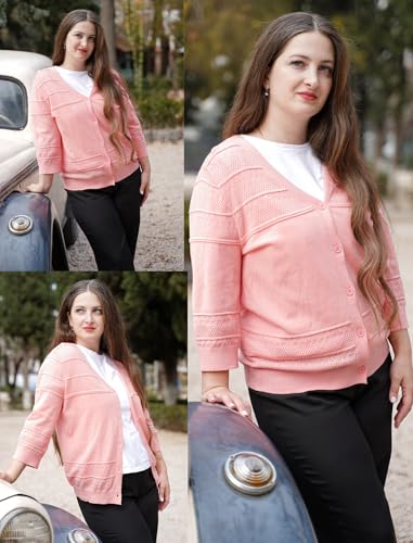 Image of Zeagoo Womens Lightweight Summer Cropped Cardigan 3 /4 Sleeve Button up Thin Bolero Crochet Knit Shrug Sweater