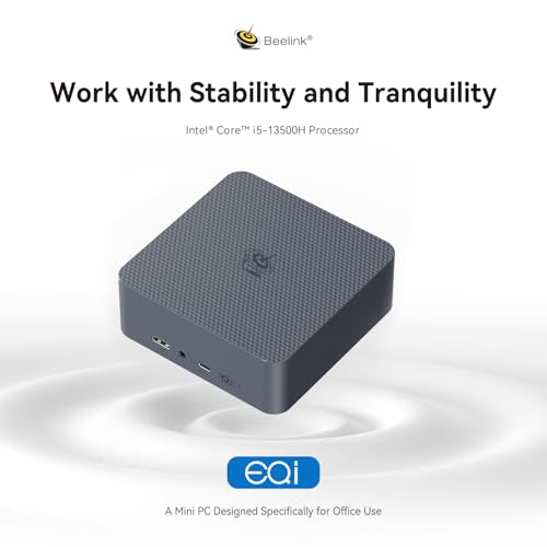Image of Beelink EQi13 Mini PC, Intel Core i5 13500H (up to 4.7GHz) 12C /16T, Mini Computer 24GB LPDDR5 1TB PCIe4.0 SSD, Desktop Computer Built-in PSU /Dual Display /4K 60Hz /WiFi6 /BT5.2 /HTPC /Home /Office