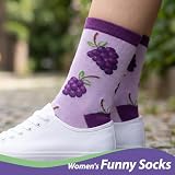 BVIELOY Women Colourful Fun Socks, Ladies Crew Cute Combed Cotton Animal Cat Flowers Fruit Socks, Novelty Gag Gifts for Women