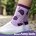 BVIELOY Women Colourful Fun Socks, Ladies Crew Cute Combed Cotton Animal Cat Flowers Fruit Socks, Novelty Gag Gifts for Women