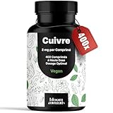 Cuivre Complément Alimentaire - 400 Comprimés - 2 mg par Comprimé, Vegan, Produit en Allemagne