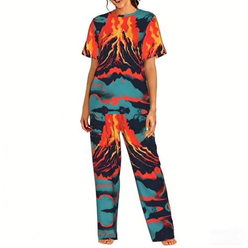 Pyjama doux imprimé volcan femme pour des nuits douces et sereines