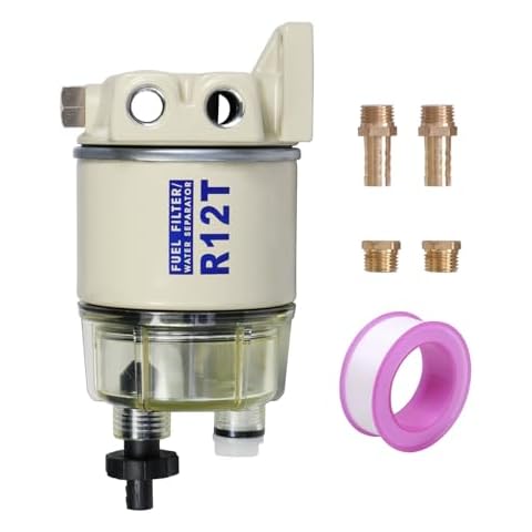 CARMOCAR Marine Fuel Water Separator/Diesel Fuel Filter/Water Separator for R12T MARINE SPIN-ON HOUSING 120AT NPT ZG1/4-19 Includes 2 fittings,2 plugs Cover