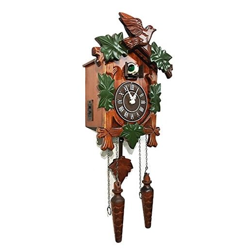 Rylai Cuckoo Clock Vintage Large Wooden Wall Clock Handcrafted 13x9.5 Inch Green