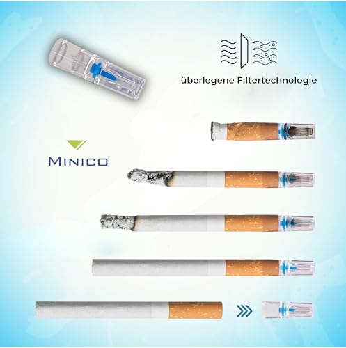 Minico Zigarettenfilter Aufsatz, 550 Plastik Filter Zigaretten, 8 mm Mikrofilter für Regular & King Size, kompatibel mit Zigarettenpapier & Stopfmaschine