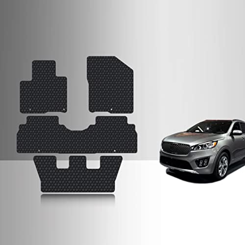 TOUGHPRO Floor Mats Accessories 1st + 2nd + 3rd Row for KIA Sorento All Weather Heavy Duty (Made in USA) Black Rubber 2016 2017 2018 2019 2020