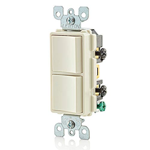 Leviton 5634-TS Decora 5634-T 15 Amp, 120/277 Volt Single-Pole AC Combination Switch, Light Almond - Image 2