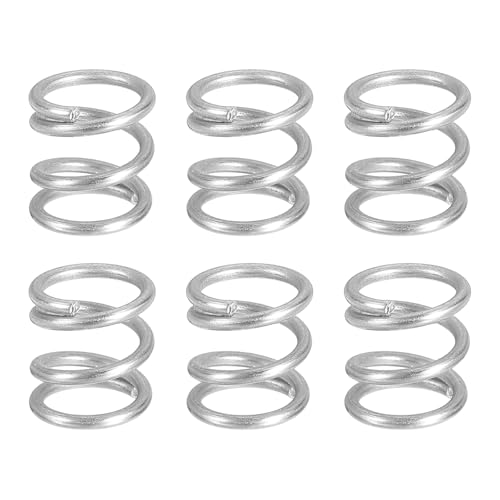 QUARKZMAN 6pcs Muelle de Compresión, Resortes de Compresión de Acero Inoxidable 304 Extensión Resorte Comprimido Helicoidal Resortes de Presión de Bolígrafo, 1.2 * 10 * 10mm (Diá*OD*L)