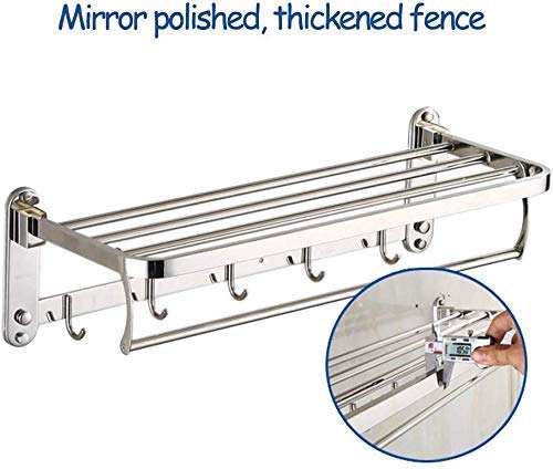 Porte-serviettes pliable étagère de douche double barre pour salle de bain - 4