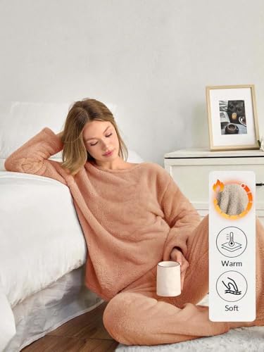 Image of KOTTY Women's Black Winter Tracksuit Co-Ord Set | Warm Woolen Fleece Jogger & Sweatshirt Suit for Stylish Gym & Travel Wear