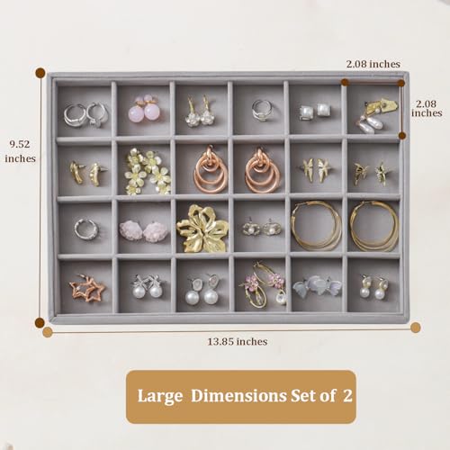Image of Large Velvet Jewelry Tray Display Drawer Inserts 2 Pack