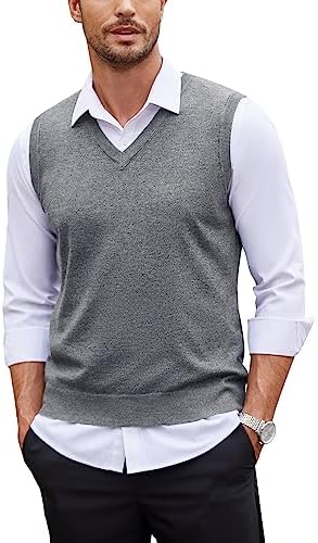 COOFANDY Men's Sweater Vests Knit Vest Tennis Sweaters Sweater Vest V Neck