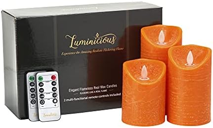 Gold LED Candles Flameless Flickering Battery Operated Electric Pillar Candle | Realistic Flicker Moving Flame | 2 Remote Controls & Timer, Real Wax Decorative Ivory with Gold Trim | Home Decor Gift