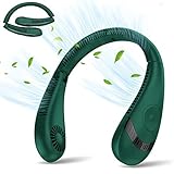 MSEVC Neck Fan 5000mAh Foldable Neck Fan 360Cooling Airflow USB Rechargeable Bladeless Portable Neck Fan with 3 Speeds Adjustment Personal Fan for Outdoor Travel Indoor - Green