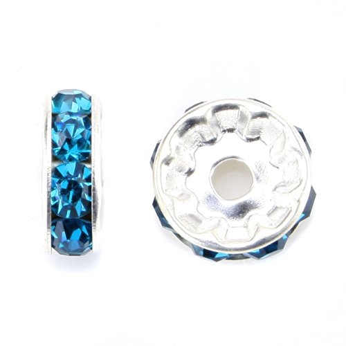 RUBYCA 100pcs 6mm A+++ Round Rondelle Spacer Charm Beads Silver Tone Indicolite Blue Czech Crystal