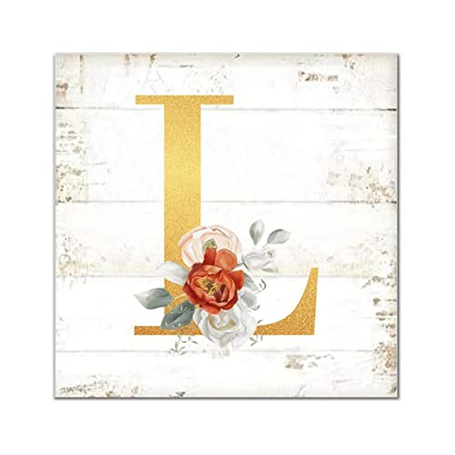 Lettres de l'alphabet en bois monogramme L doré 40cm pour décoration murale de salon