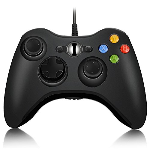 INLIFE Xbox 360 Controller Gamepad Wired USB, Joystick, Joypad with USB Cable Compatible for Windows XP/7/8/8,1/10 and Xbox 360 Black