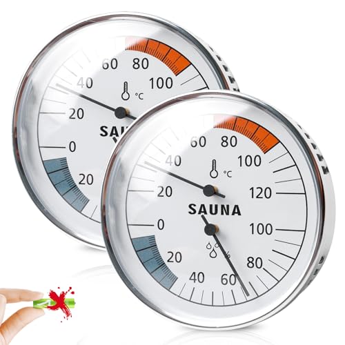 2 Pcs Sauna Thermometer Hygrometer, 2in1 saunathermometer, Besonders präzises Saunathermometer, Sauna Klimamesser, Automatische Kalibrierung,...