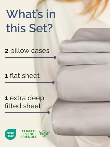 Image of Extra Deep Pocket King Size Sheet Set - 4 Piece Breathable & Cooling Bed Sheets - Hotel Luxury Bedding with 16 to 21 inch Extra Deep Pockets - Soft, Fade and Wrinkle Resistant - Oeko-Tex - Light Grey