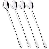 U Chef Set de 4 Cucharas Largas de Acero Inoxidable 9 in, Cucharas para Café, Té Helado, Bebidas y Postres, Mango Largo y...