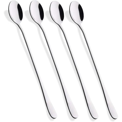 La Mejor Lista de Cucharas para cócteles los 10 mejores. 45 U Chef Set de 4 Cucharas Largas de Acero Inoxidable 9 in, Cucharas para Café, Té Helado, Bebidas y Postres, Mango Largo y Ergonómico, Duraderas y Aptas para Lavavajillas