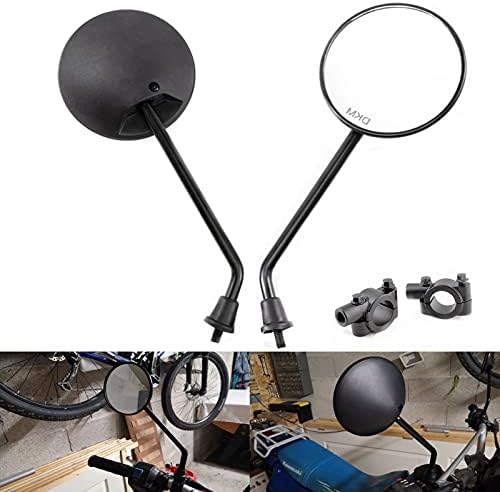 DUILU Motorcycle Side Mirror 3.94" Round Rearview Mirror with 10mm Bolt (black 2)