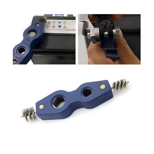 JNNJ 2Pcs Spazzola per La Pulizia dei Terminali della Batteria, Strumento di Pulizia del 4 in 1, Acciaio Inossidabile Pulitore del Post della Batteria, Uso Universale per Veicoli e Imbarcazioni