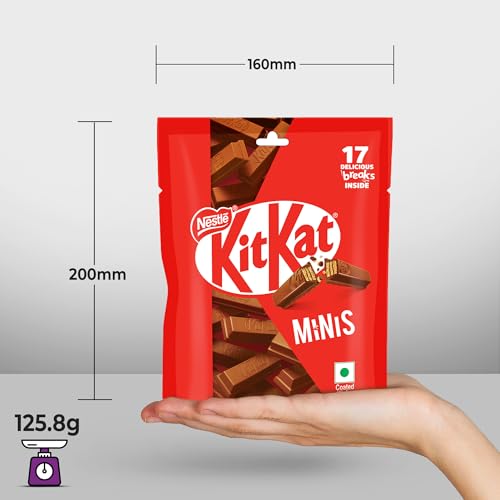 Image of KIT KAT Minis, Choco Coated Wafer Bar, Share Bag, Miniature Pouch, 16 X 7.4 gm | 118.4 g (Pack of 3)