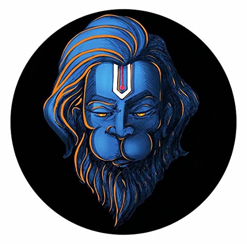 Image of CVANU Peaceful Hanuman Blue Face Sticker for Scooty, Bike- All Two Wheeler Vehicle Vinyl Decal Size (11cm X 11cm) Multicolor