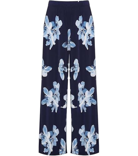 Ladies Summer Wear Palazzo Pants Paisley Print Trousers Loose Fit Baggy Bottoms Womens Street Fashion Plus Size Floral Printed Palazzo Casual Wear Trouser (Navy Floral UK 12-14)
