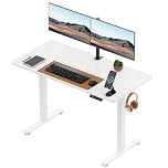 VonHaus Electric Standing Desk, USB-C Charging Height Adjustable Sit Stand Desk with Anti-Collision, Height Preset Technology & Cable Management, White Four Piece Desktop & Steel Frame, 120x60cm