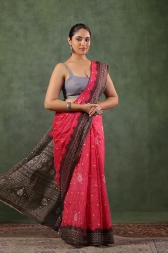 Image of TAMAIRA FASHION Mulmul Pure Cotton Saree For Woman Floral Batik Printed|Office Wear Daily Wear Sarees For Women Without Blouse Piece (Available in 11 Colours)