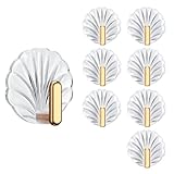 ViiWxx 8PCS Shell Clear Adhesive Hooks - No Drill Removable Waterproof for Bathroom, Shower, Kitchen, Reusable Transparent Damage-Free Towels, Bath Sponges & Small Items (Space-Saving)