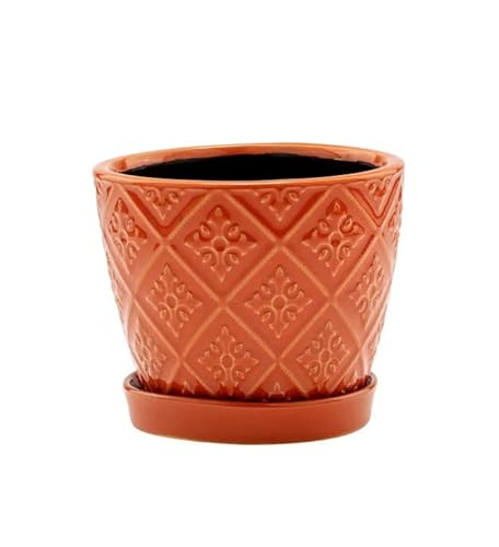 Napco Stamped Crusade Design Burnt Orange 4.25 x 4.75 Ceramic