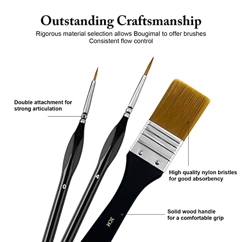 Bougimal 32 Pieces Paint Brush Set, School Supply, Nylon Bristles With Round, Filbert, Flat, Fan, Angle, Detail Brush, Suitable For Artists And Beginners For Acrylic Painting, Oil thumb #4