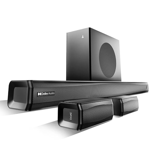 Boat 2025 Launch Aavante Prime 5.1 7050D, Dolby Audio, 700W Signature Sound, 5.1CH with Wireless Subwoofer & Wireless Satellites, Bluetooth Sound bar, Home Theatre Soundbar Speaker (Premium Black)