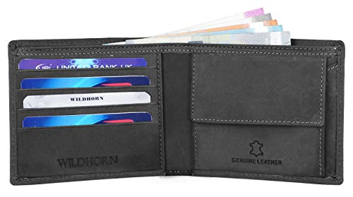 Image of WildHorn Grey Leather Wallet for Men I Ultra Strong Stitching I 6 Card Slots I 2 Currency & 2 Secret Compartments I 1 Coin Pocket