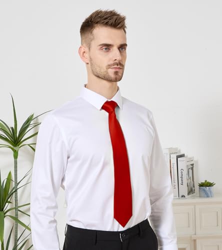 Image of PenSee Men's Tie Set Solid Pure Color 3.15 inch (8CM) Classic Formal Plain Necktie and Pocket Square Set For Men