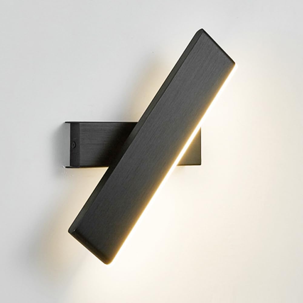 Applique Murale De Lecture De Chevet Ultra-Mince, Appliques Murales Longues En Métal Noir Avec Fonction De Réglage De La Rotation À 360 °, Appliques Murales Linéaires Led 6W, Appliques Murales