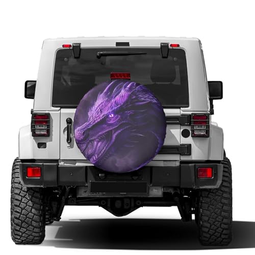 Image of Delerain Spare Tire Cover Purple Dragon Wheel Covers Waterproof Dust-Proof UV Sun Universal Fit for Trailer RV SUV Truck and Many Vehicle (17 Inch for Diameter 31 inch-33 inch)